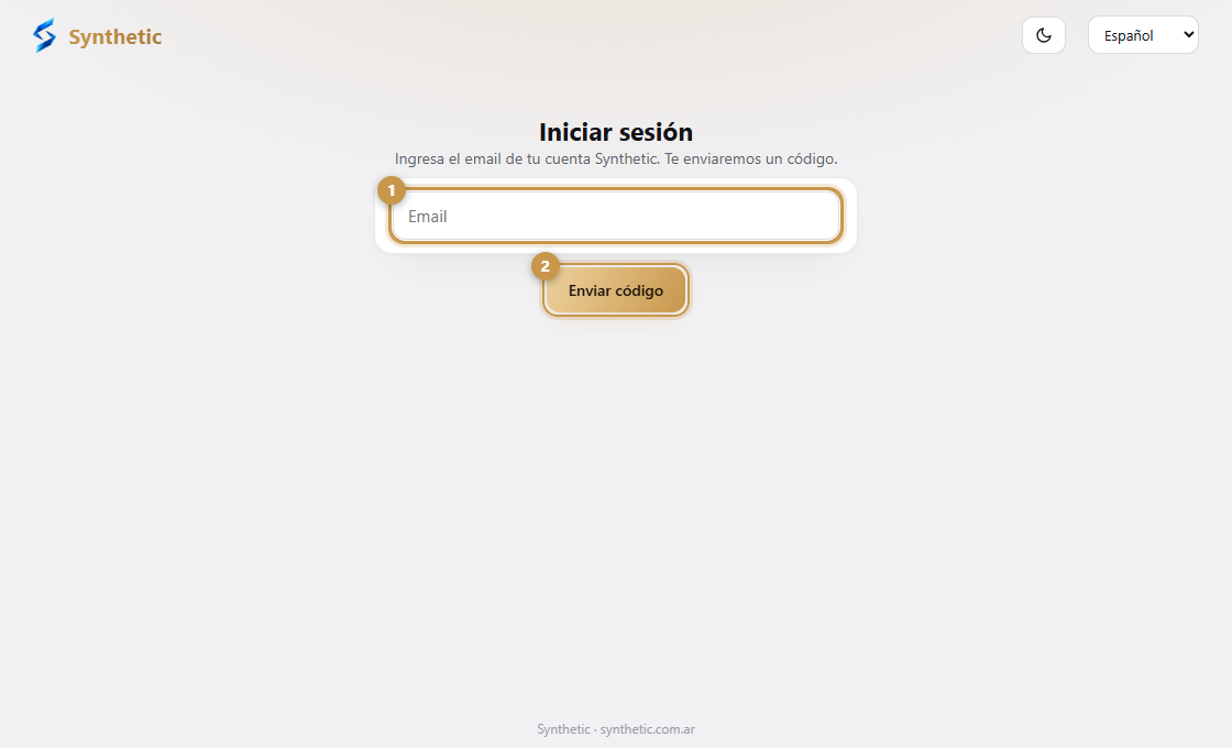 La pantalla de inicio de sesión pidiendo un email